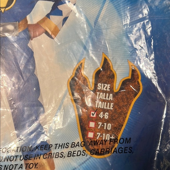 Power Ranger Blue and Gold Superhero Costume with Dynamic Patterns (Vintage) - Picture 8 of 10